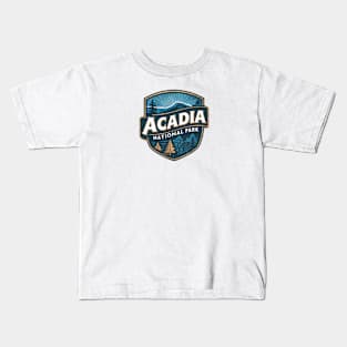 Retro Emblem Acadia National Park Maine, US Kids T-Shirt